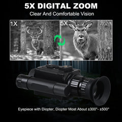 Night Vision Monocular NVG Headwear 1080P 5X Zoom