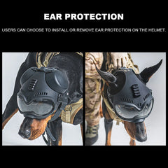 Tactical Dog Helmet with Rail & Goggles