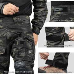 KRYDEX Camo Black Shirt+Pants Knee Pads