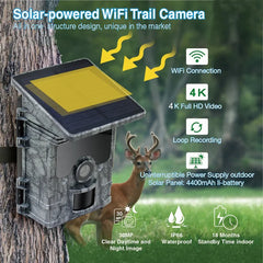 4K 30MP Solar WiFi Hunting Camera with Night Vision