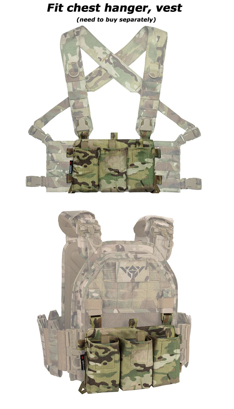 YAKEDA 500D Nylon N66 MOLLE Tactical Holster Triple Magazine Pouch  with Quick Release Mag Pouch Insert