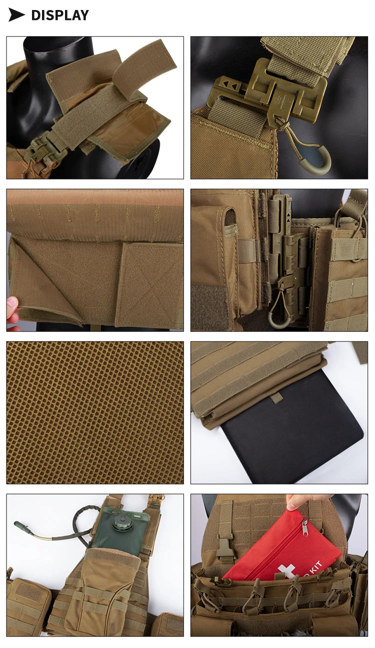 YAKEDA Tactical Plate Carrier for Men1000D Nylon Quick Release Laser-Cutting Modular Lightweight Vest