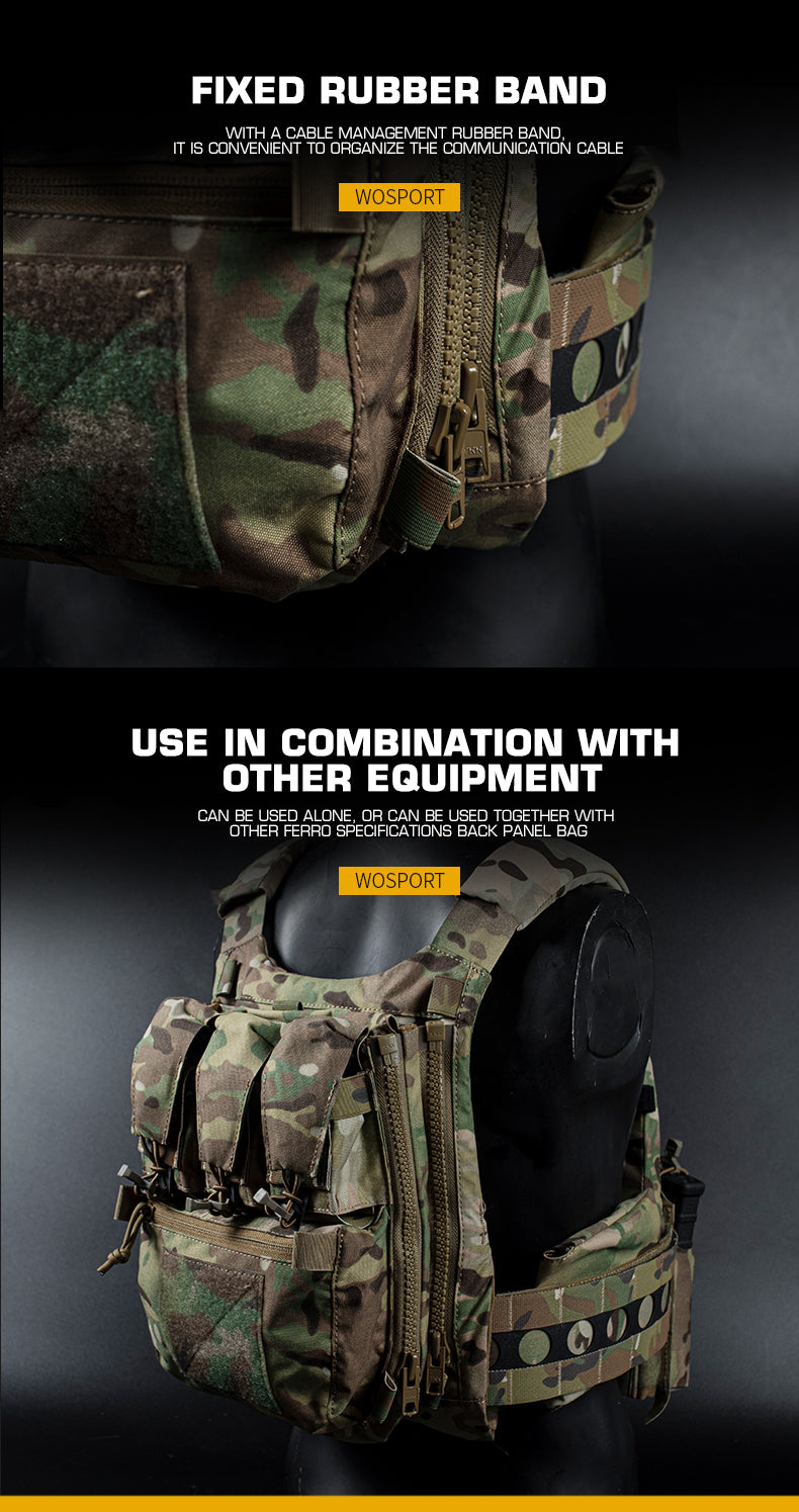 Assault Adapt Banger Back Panel Zip On Rear Pack Tactical Vest FCPC V5 Plate Carrier Accessories Bag GP Pouch Multitools Pocket