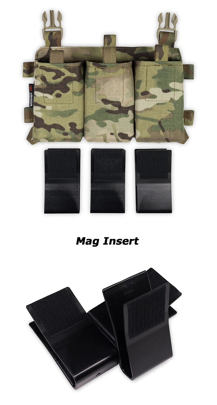 YAKEDA 500D Nylon N66 MOLLE Tactical Holster Triple Magazine Pouch  with Quick Release Mag Pouch Insert