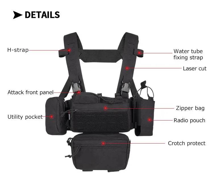 YAKEDA Tactical Chest Rig with 5.56/7.62 Magazine Pouch Holder, Pistol Pouch, Wing Pouch, Molle Dangler Pouch