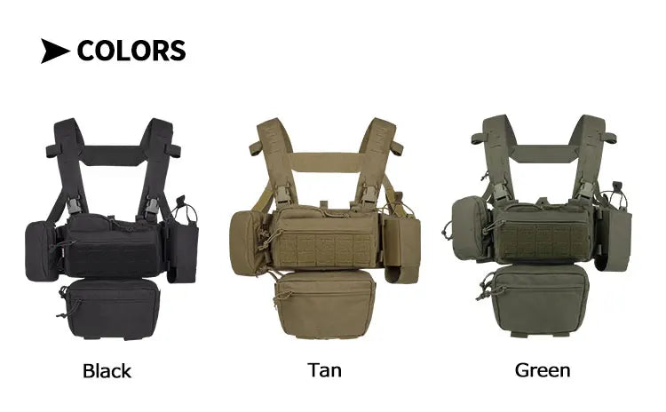 YAKEDA Tactical Chest Rig with 5.56/7.62 Magazine Pouch Holder, Pistol Pouch, Wing Pouch, Molle Dangler Pouch