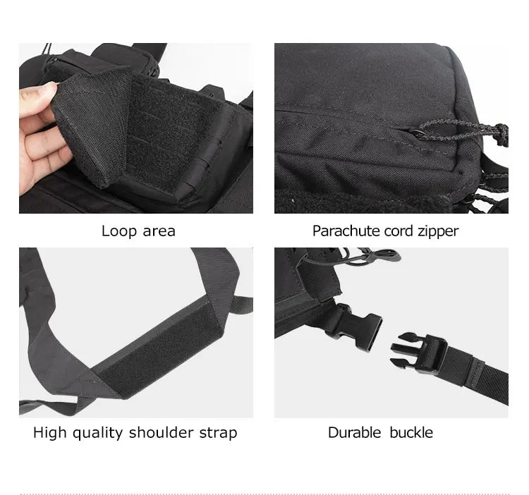 YAKEDA Tactical Chest Rig with 5.56/7.62 Magazine Pouch Holder, Pistol Pouch, Wing Pouch, Molle Dangler Pouch