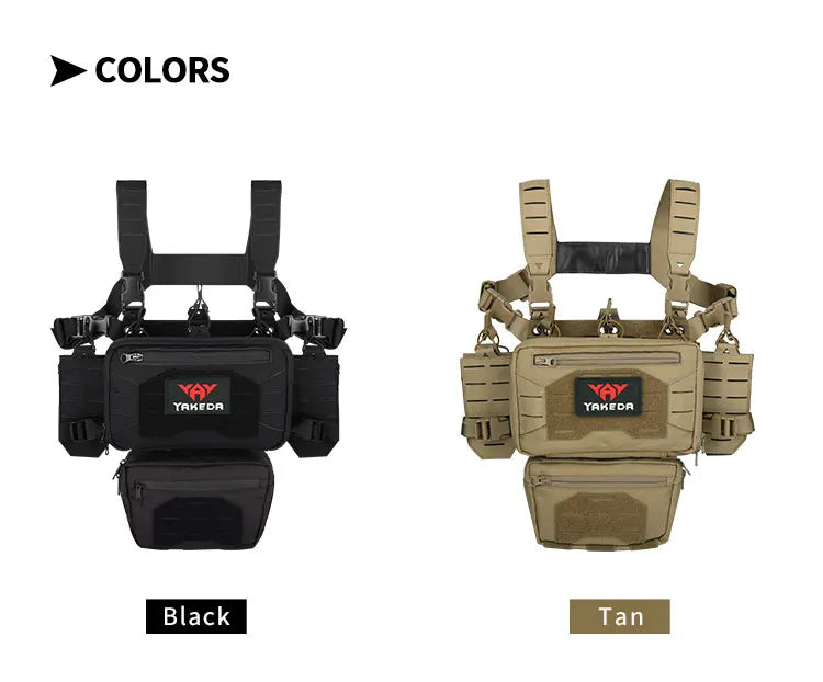 YAKEDA Tactical Chest Mini Rig Vest with Magazine Pouch Adjustable Detachable Laser-cutting Molle Modular Chest Vest