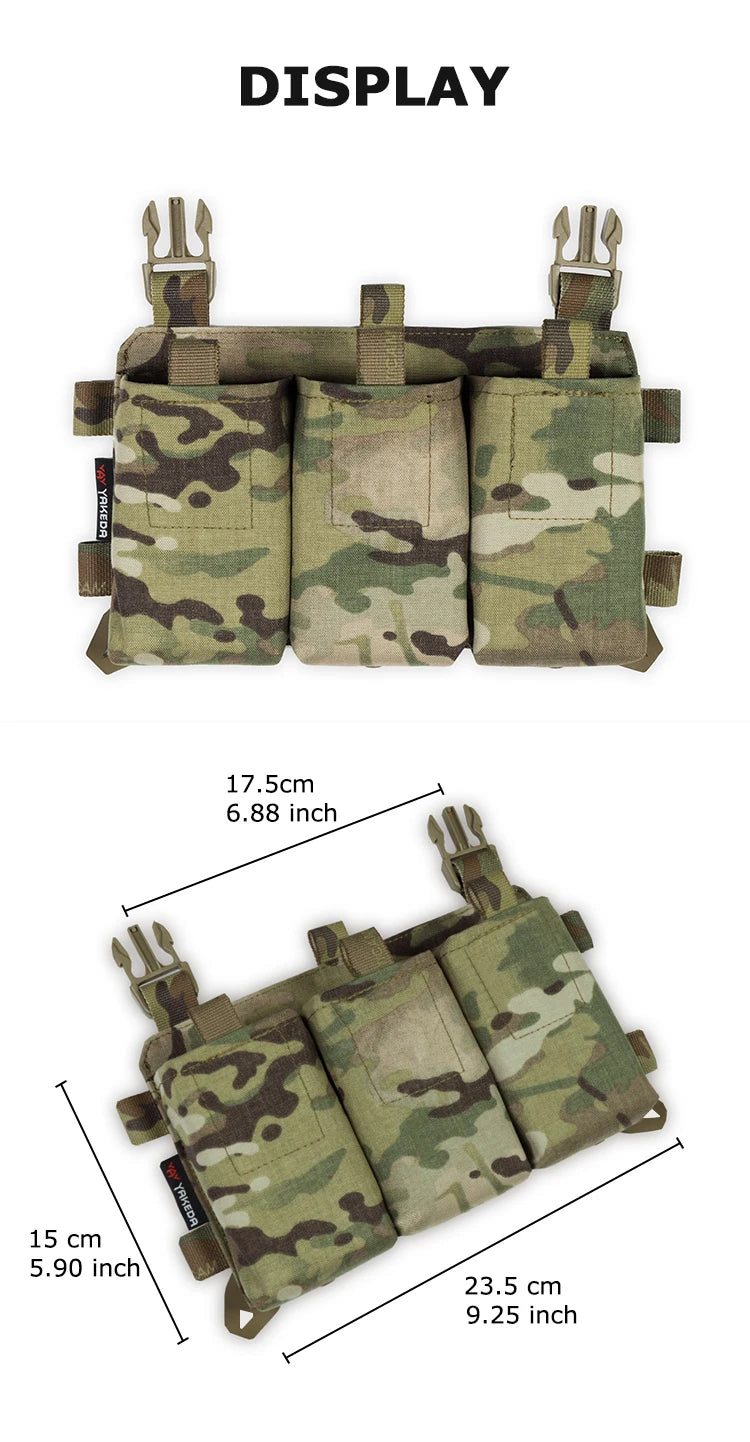 YAKEDA 500D Nylon N66 MOLLE Tactical Holster Triple Magazine Pouch  with Quick Release Mag Pouch Insert