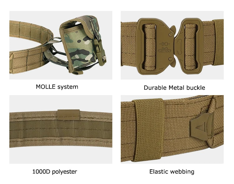 YAKEDA Molle Battle Belt Molle Combat Belt Tactical Combat Airsoft Heavy Duty Belt with Pouches 8-in-1