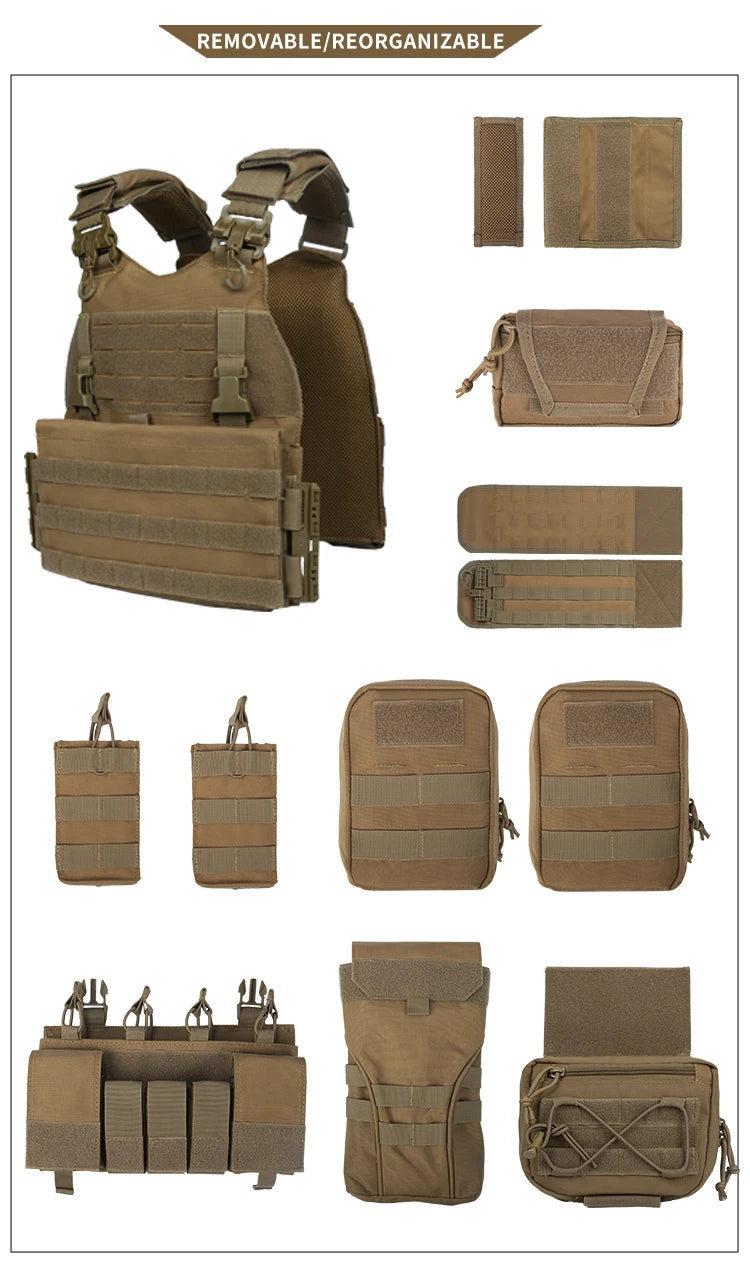 YAKEDA Tactical Plate Carrier for Men1000D Nylon Quick Release Laser-Cutting Modular Lightweight Vest