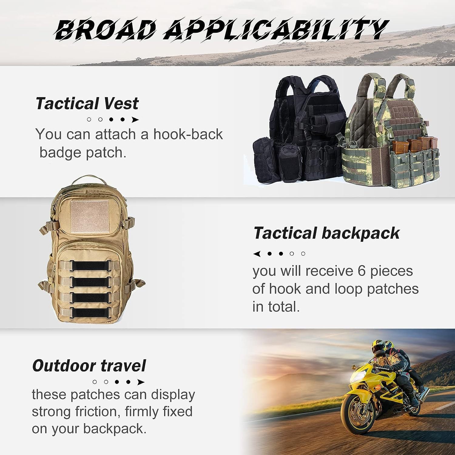 Tactical Molle Strip Adapter Vest Backpack Patch Panel Hook&Loop Converter Ribbon Strip For Attching ID Patches