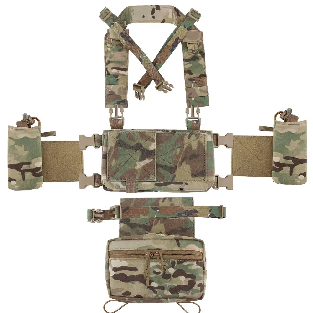 Tactical Chest Rig with 5.56/7.62 Magazine Pouch Holder, Pistol/Wing Pouch, Molle Dangler Pouch
