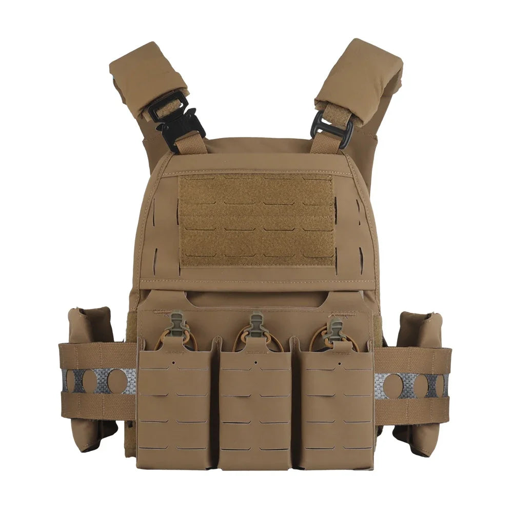 Ferro V5 FCPC Hunting Plate Carrier Modular Portable MOLLE Airsoft Training Triple Magazine Pouch With Zip On Back Panel Banger