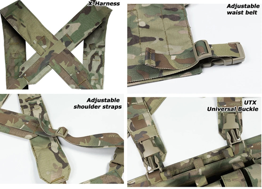 YAKEDA Tactical Chest Mini Rig with UTX Buckles,Molle Modular Micro Chest Mini Rigs