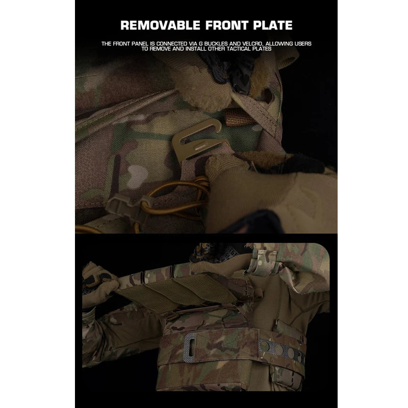 Ferro V5 FCPC Hunting Plate Carrier Modular Portable MOLLE Airsoft Training Triple Magazine Pouch With Zip On Back Panel Banger