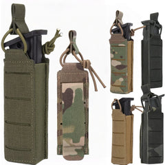 Tactical Pistol Magazine Pouch 9mm Extended Single Mag Pouch Molle Holster Hunting Flashlight Torch Holder Airsoft Accessories