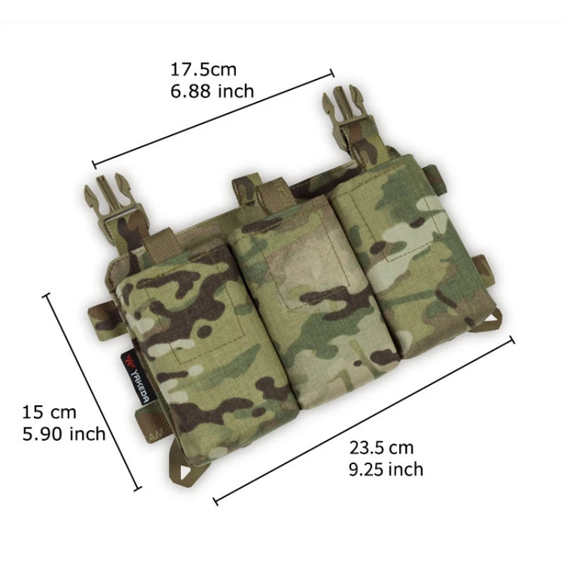 YAKEDA 500D Nylon N66 MOLLE Tactical Holster Triple Magazine Pouch  with Quick Release Mag Pouch Insert