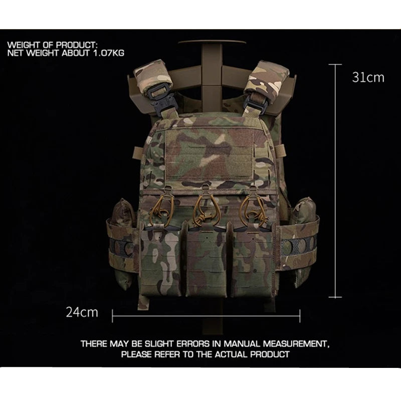 Ferro V5 FCPC Hunting Plate Carrier Modular Portable MOLLE Airsoft Training Triple Magazine Pouch With Zip On Back Panel Banger