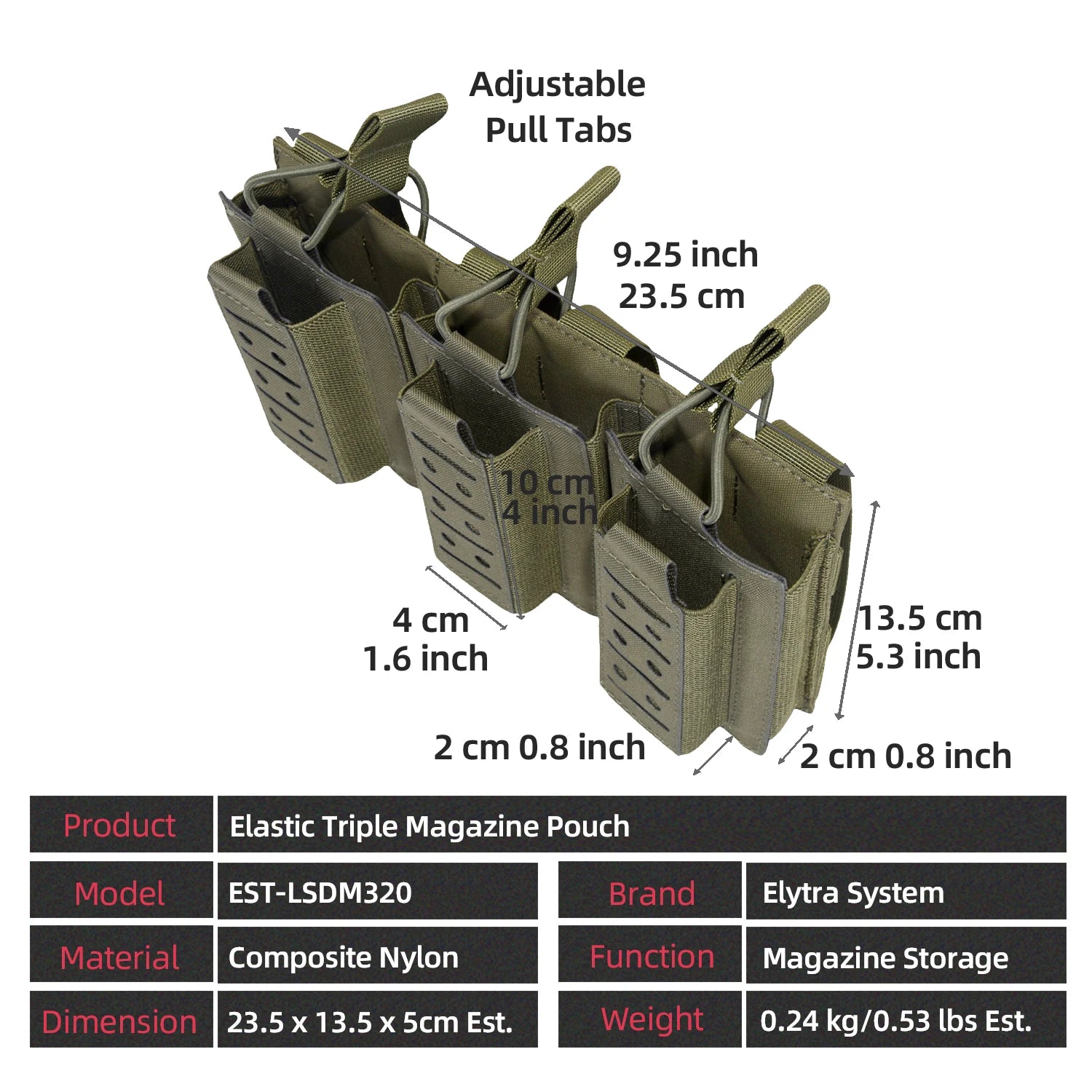 500D Tactical LSR 9mm 556 Mag Molle Triple Magazine Pouch Holder Open Top Triple Rifle Pistol Mag Carrier Waist Bag Holster