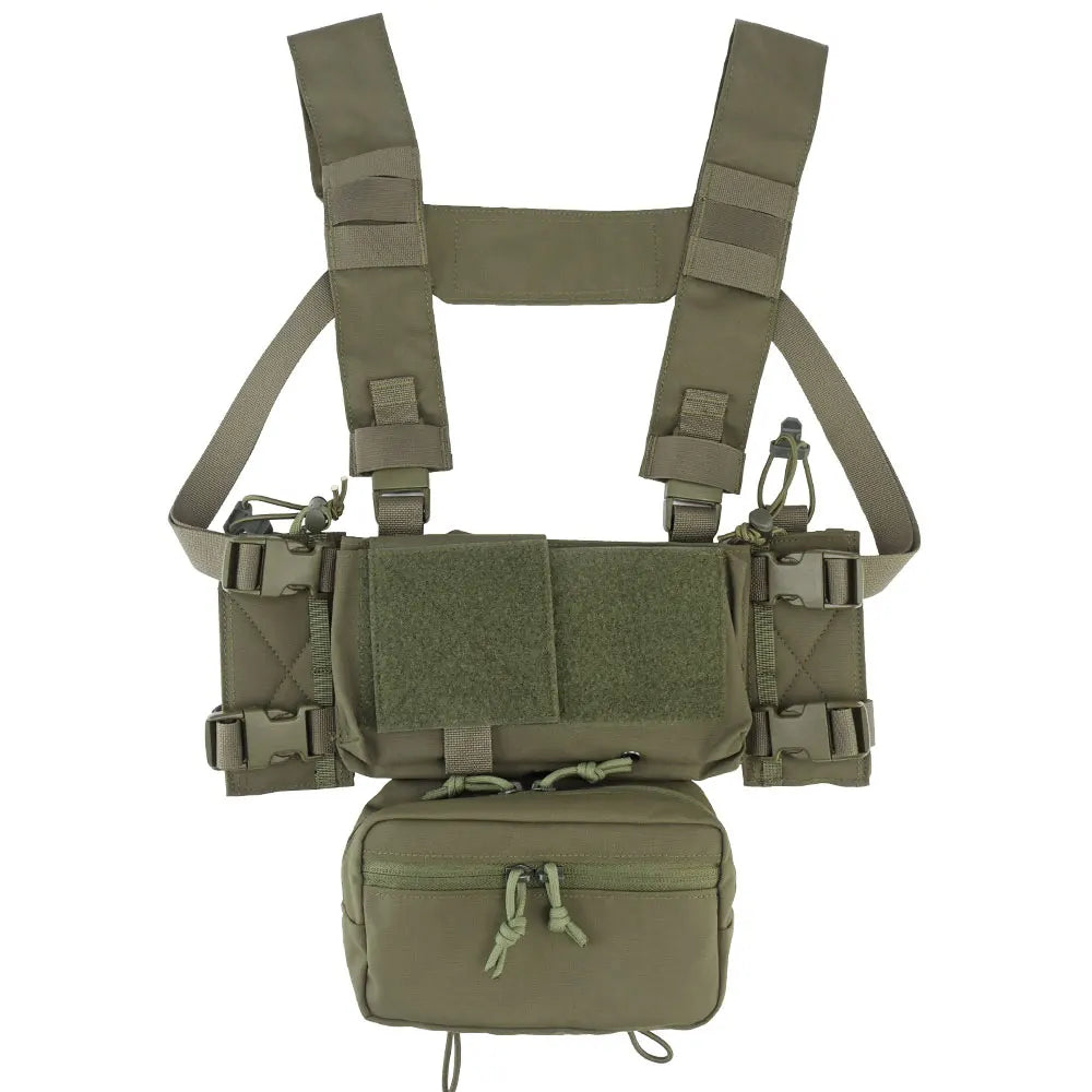 Tactical Chest Rig with 5.56/7.62 Magazine Pouch Holder, Pistol/Wing Pouch, Molle Dangler Pouch
