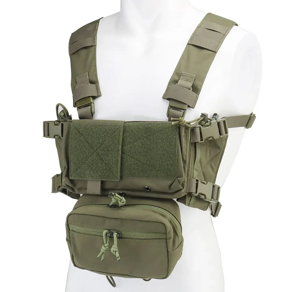 Tactical Chest Rig with 5.56/7.62 Magazine Pouch Holder, Pistol/Wing Pouch, Molle Dangler Pouch