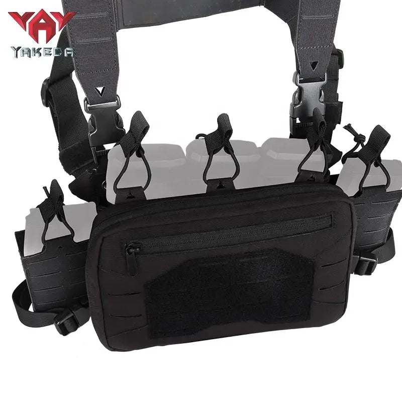 YAKEDA Tactical Chest Mini Rig Vest with Magazine Pouch Adjustable Detachable Laser-cutting Molle Modular Chest Vest