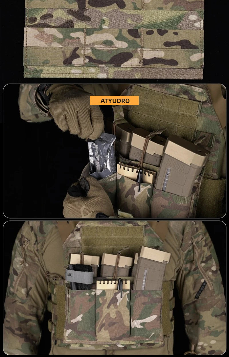 Tactical 5.56/7.62mm Lightweight Elastic Triple Mag Pouch Hunting CS Wargame Molle System Accessories Waist Bag Holster