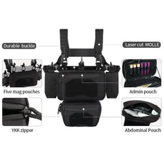 YAKEDA Tactical Chest Mini Rig Vest with Magazine Pouch Adjustable Detachable Laser-cutting Molle Modular Chest Vest