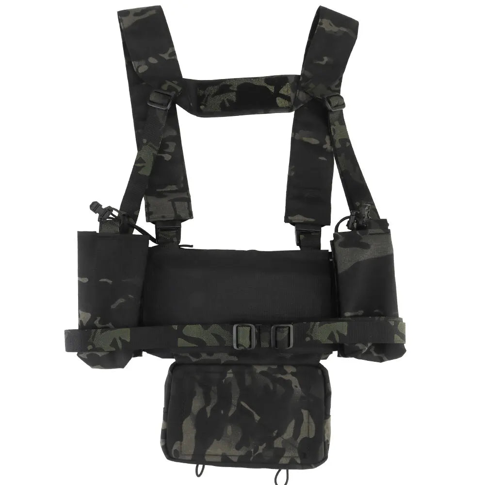 Tactical Chest Rig with 5.56/7.62 Magazine Pouch Holder, Pistol/Wing Pouch, Molle Dangler Pouch