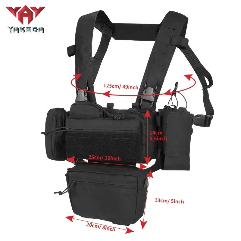 YAKEDA Chest Rig Modular Load Bearing Patrol Belt With Harness and Pouch Ranger Green Tactico Gear Hunting Chest