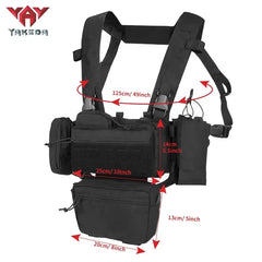 YAKEDA Chest Rig Modular Load Bearing Patrol Belt With Harness and Pouch Ranger Green Tactico Gear Hunting Chest