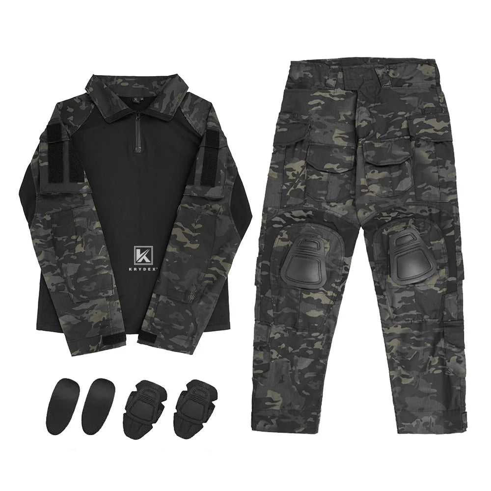 KRYDEX Camo Black Shirt+Pants Knee Pads