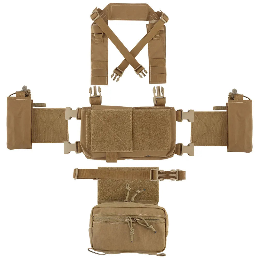 Tactical Chest Rig with 5.56/7.62 Magazine Pouch Holder, Pistol/Wing Pouch, Molle Dangler Pouch