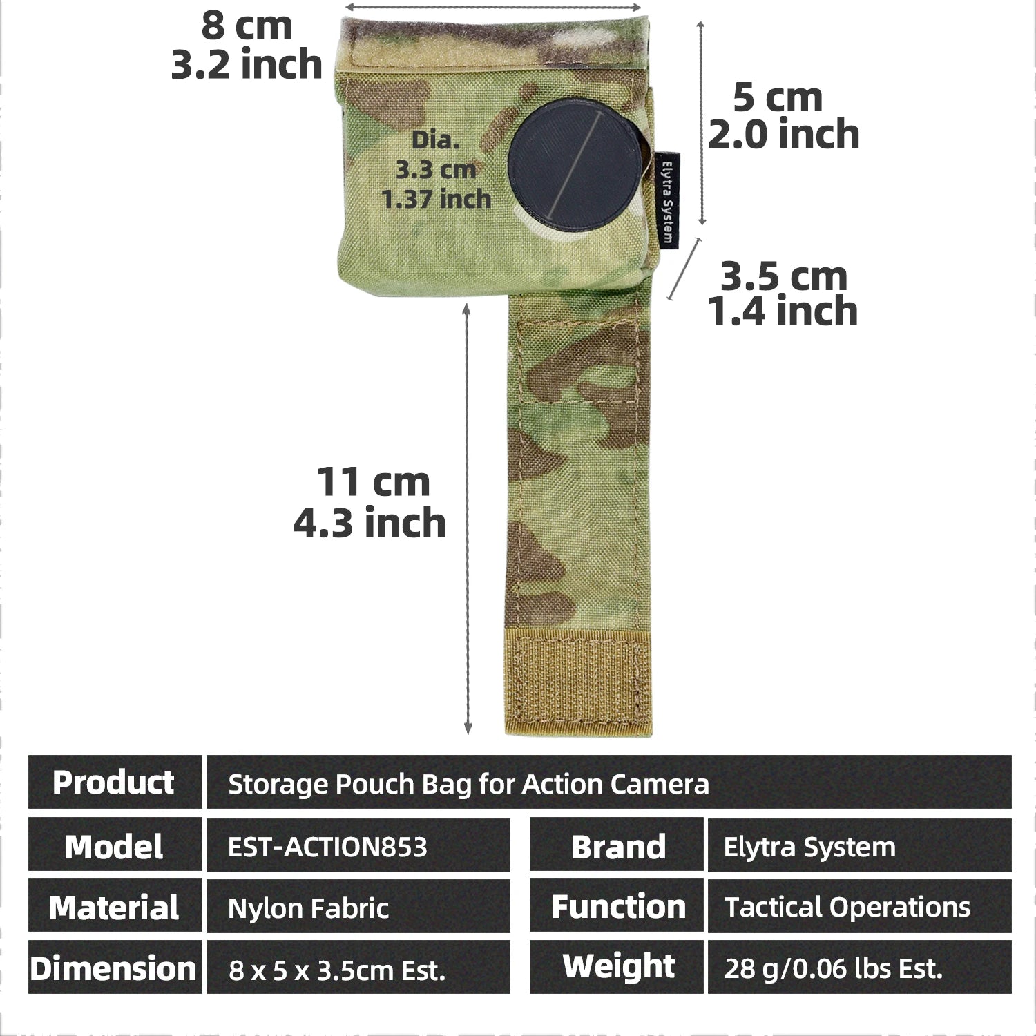 Tactical Style Chest Molle Mounted Action Camera Bag Specifically Designed For Molle Vest Backpack