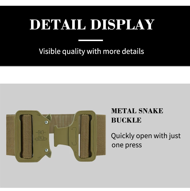 Tactical Belt 3 IN 1 Laser Cut Quick Release Buckle MOLLE Combat Shooting Belt with Inner Belt & Back Support Pad