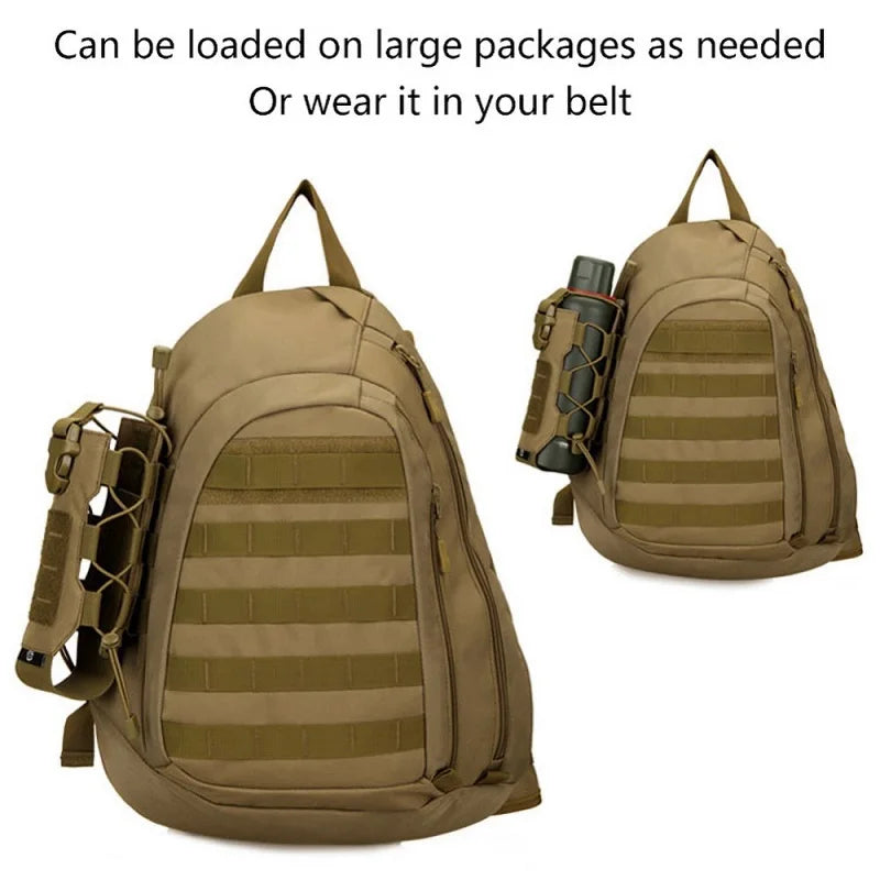 Laser Cut Design Molle Radio Pouch Holder & Molle Adjustable Water Bottle Holder 40 oz Bottle Pouch for Backpack Rope Contractio