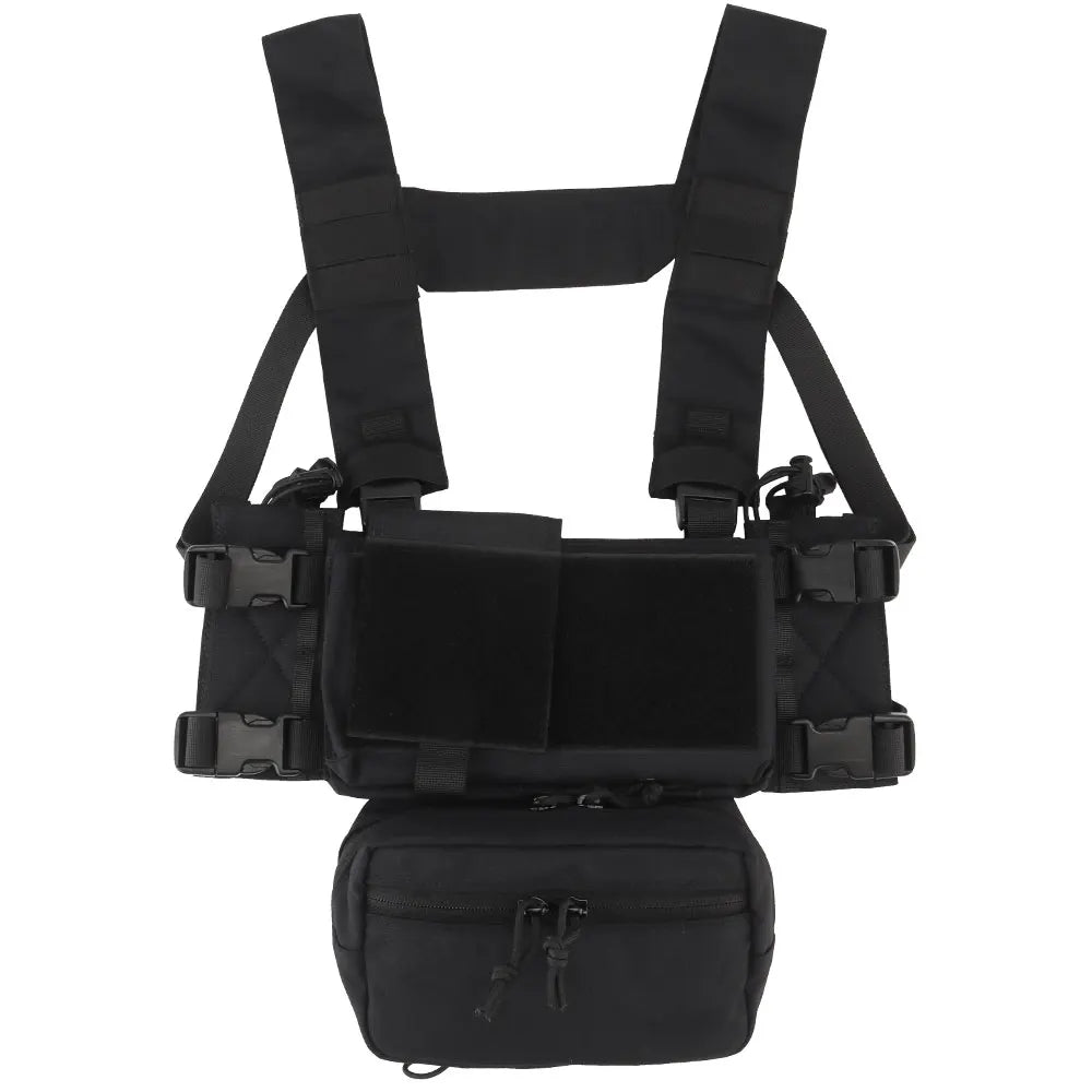 Tactical Chest Rig with 5.56/7.62 Magazine Pouch Holder, Pistol/Wing Pouch, Molle Dangler Pouch