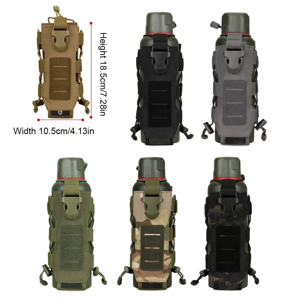 Laser Cut Design Molle Radio Pouch Holder & Molle Adjustable Water Bottle Holder 40 oz Bottle Pouch for Backpack Rope Contractio