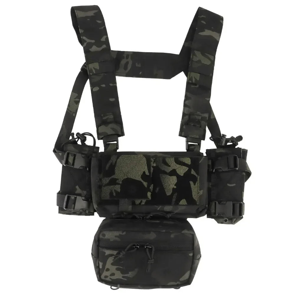 Tactical Chest Rig with 5.56/7.62 Magazine Pouch Holder, Pistol/Wing Pouch, Molle Dangler Pouch