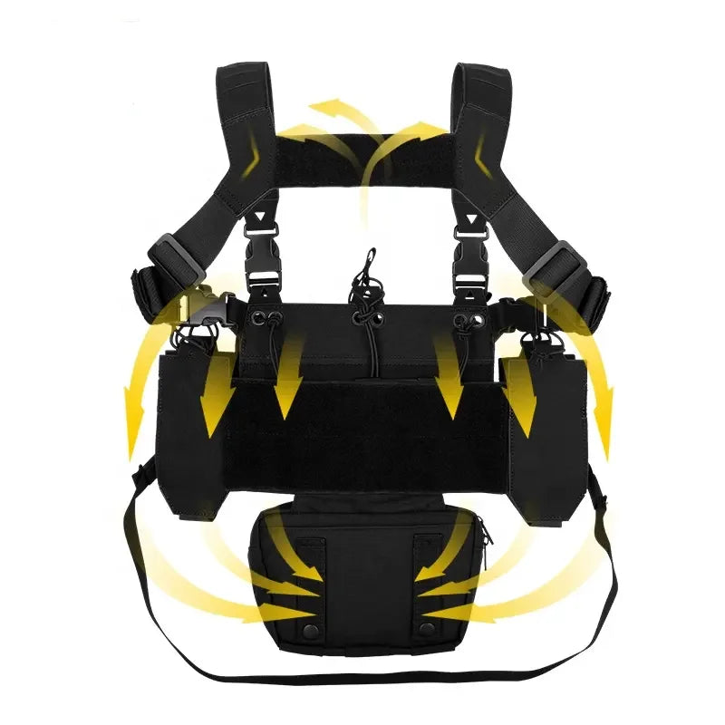 YAKEDA Tactical Chest Mini Rig Vest with Magazine Pouch Adjustable Detachable Laser-cutting Molle Modular Chest Vest