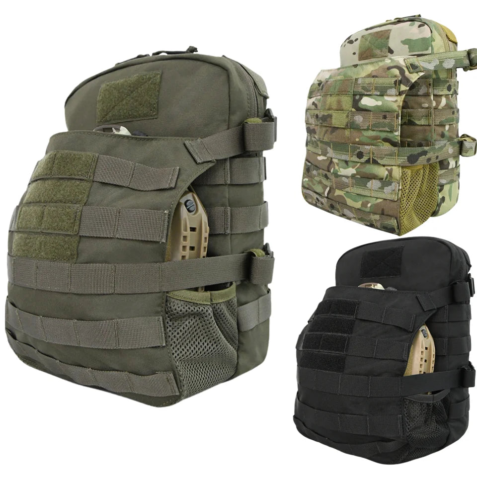 Nylon Tactical Molle Hydration Pack,Molle Hydration Carrier with Helmet Bag Pouch,Hydropack for 3L Water Bladder
