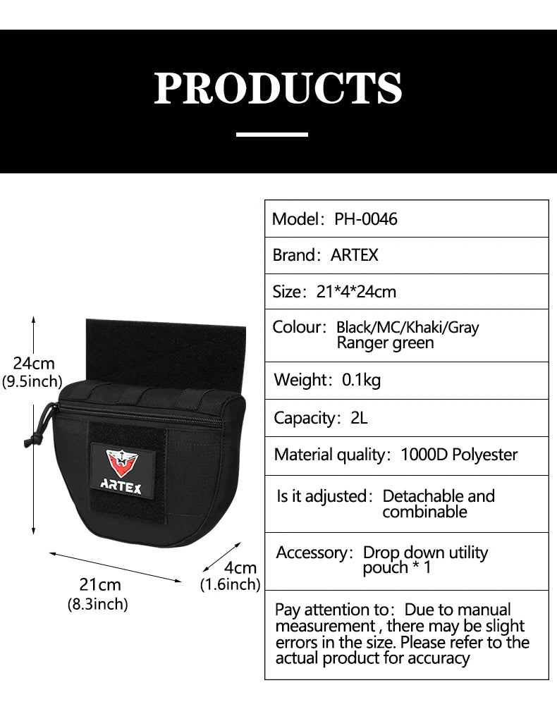 JPC/CPC Vest/Tactical Chest Pouch FC Large Sub-Pouch Tactical Vest/Chest Pouch Expanded Lower Belly molle