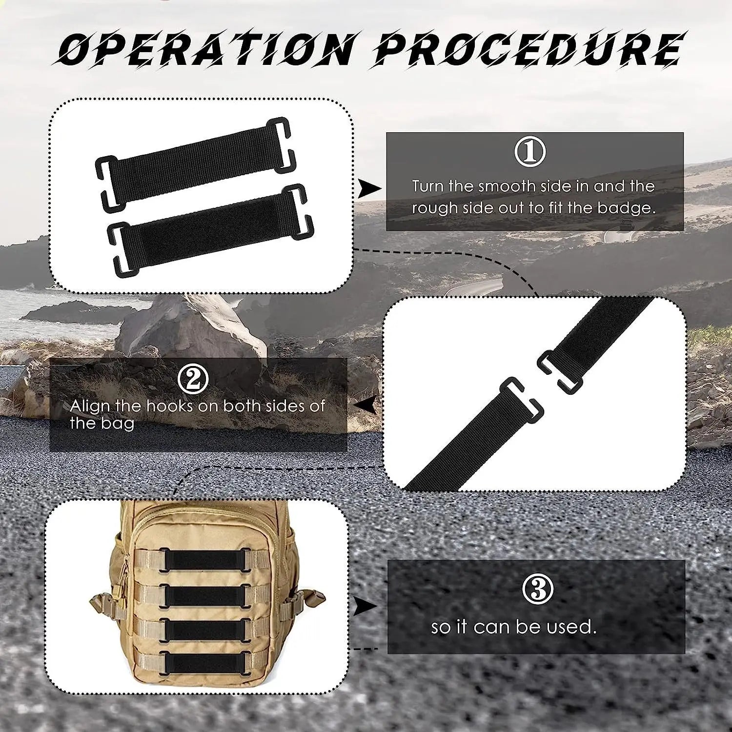 Tactical Molle Strip Adapter Vest Backpack Patch Panel Hook&Loop Converter Ribbon Strip For Attching ID Patches