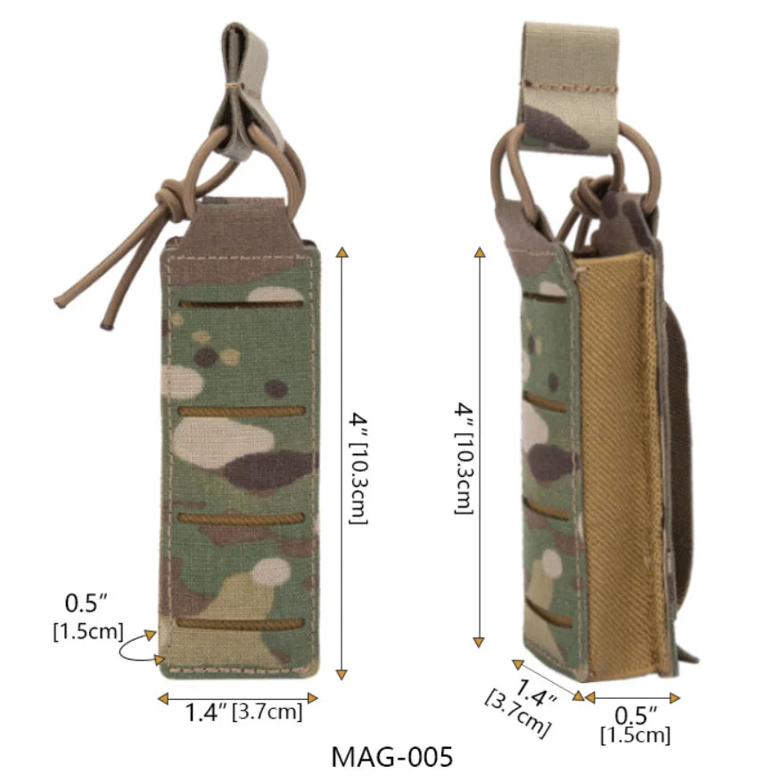 Tactical Pistol Magazine Pouch 9mm Extended Single Mag Pouch Molle Holster Hunting Flashlight Torch Holder Airsoft Accessories