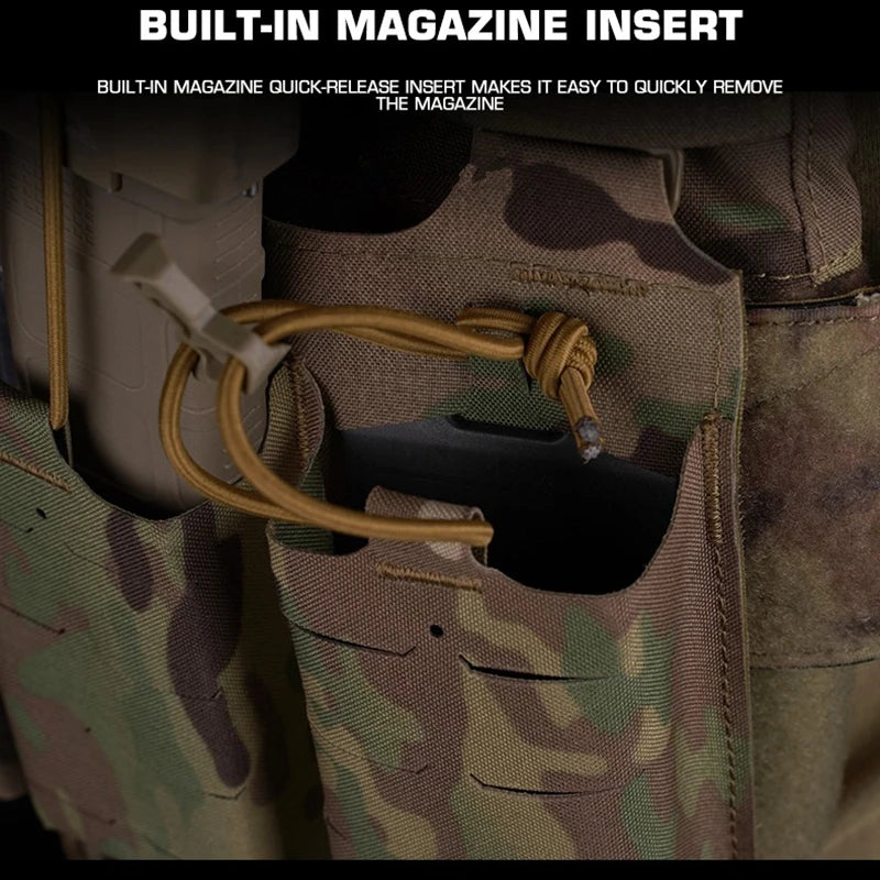 Ferro V5 FCPC Hunting Plate Carrier Modular Portable MOLLE Airsoft Training Triple Magazine Pouch With Zip On Back Panel Banger