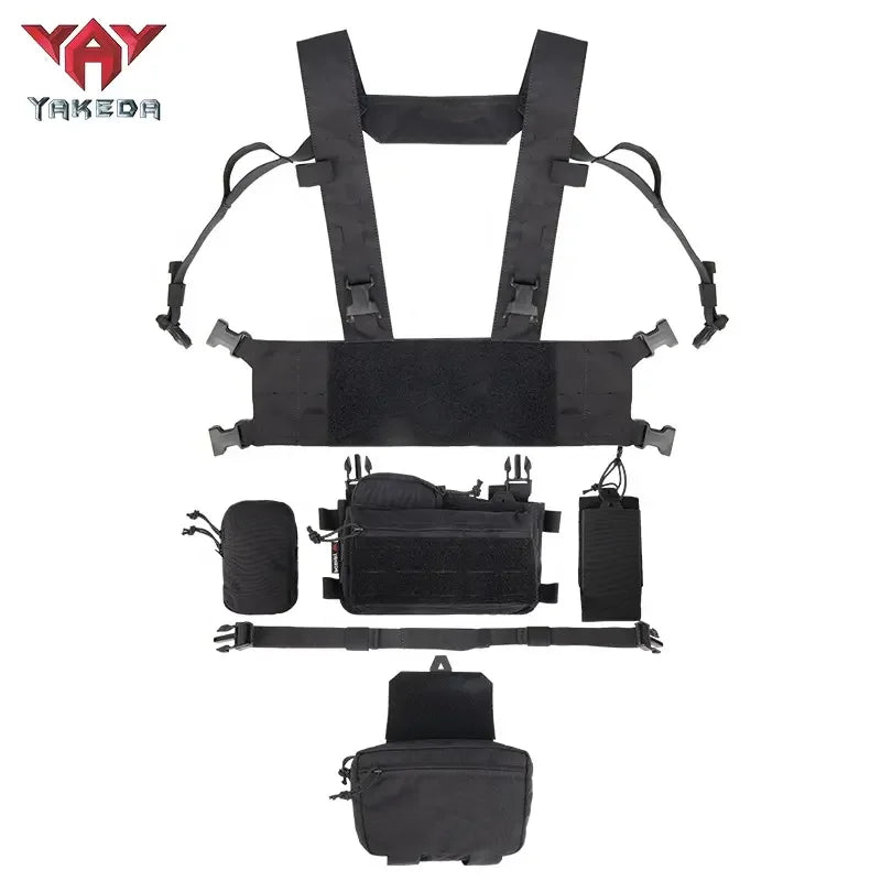 YAKEDA Chest Rig Modular Load Bearing Patrol Belt With Harness and Pouch Ranger Green Tactico Gear Hunting Chest