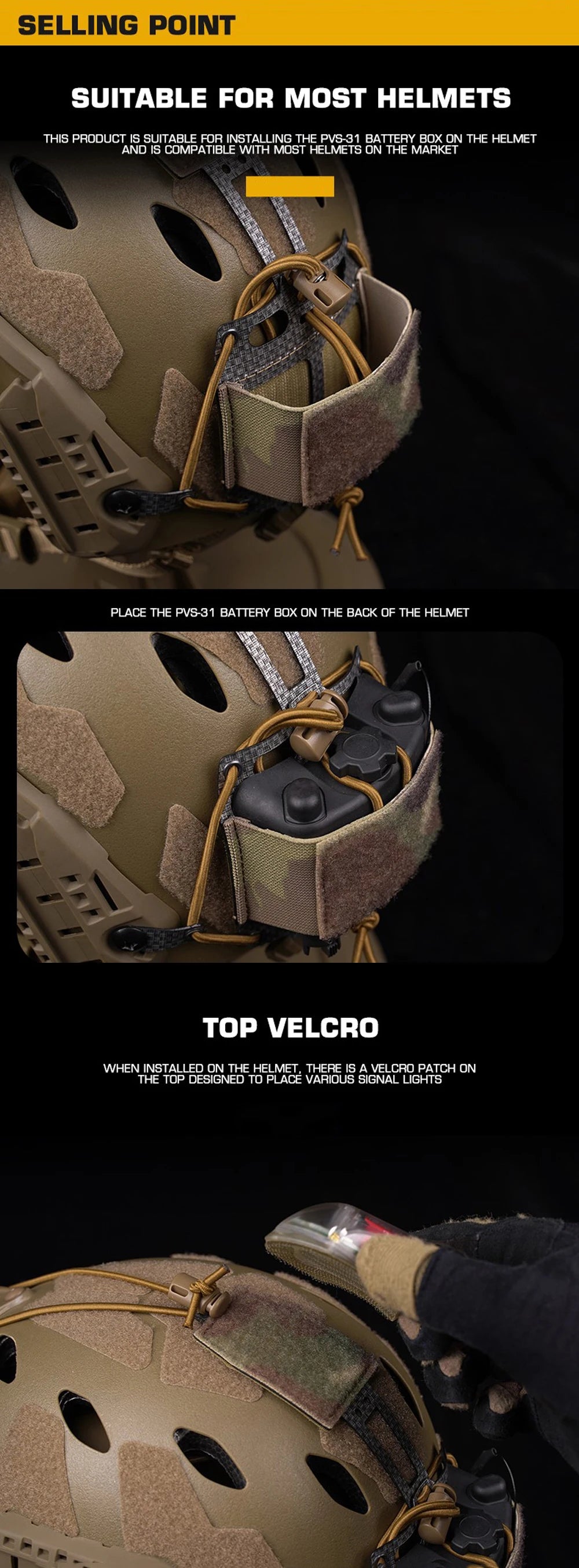 Tactical PVS31 NVG Battery Box Retention System Helmet Pouch FERRO STYLE Carbon Frame