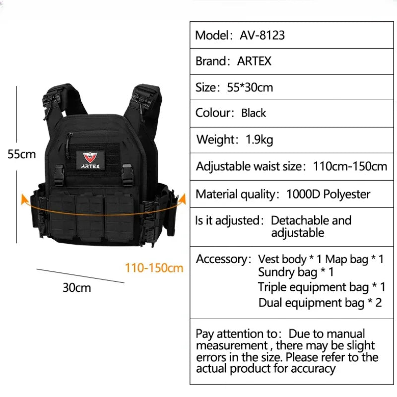 Tactical Vest Paintball Plate Holder with Triple Magazine Pouch ﻿