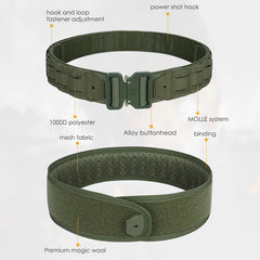 Tactical Belt 3 IN 1 Laser Cut Quick Release Buckle MOLLE Combat Shooting Belt with Inner Belt & Back Support Pad